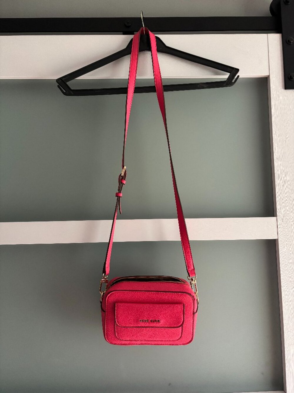 Anne Klein Hot Pink Pebble Vegan Leather Crossbody Camera Bag